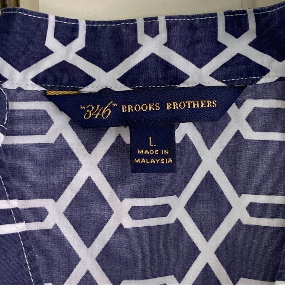 Brooks Brothers Tunic, Navy/White Interlocking Chain Pattern, L - Picture 2 of 14